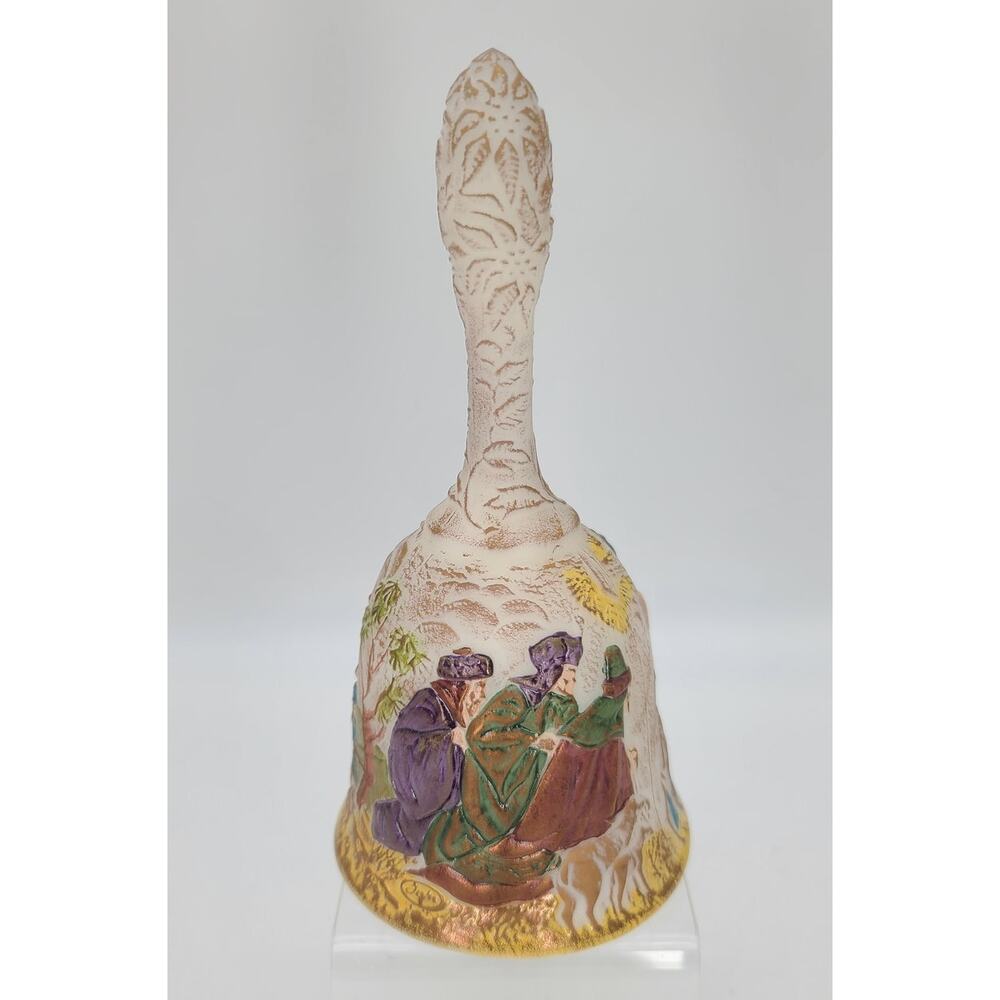 Fenton Art Glass Bell Christmas Ltd Ed #383 Nativity Scene Signed RE Lupardus 7"